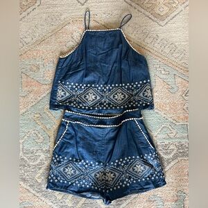 Denim top/bottom set. JOA. Size S.